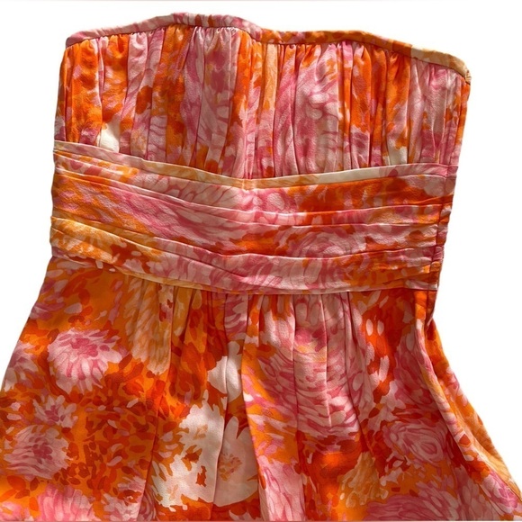 Michael Kors Silk Chiffon Sundress Midi Strapless Orange Size 6 - Picture 4 of 8
